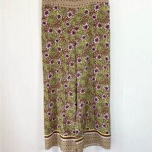 UEC Cupcakes and Cashmere GREEN PURPLE Wide Leg Palazzo Pants Bohoemian Sz M